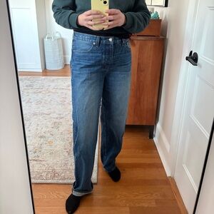 Madewell Low Slung Straight Jeans Womens 29T Tall Blue Button‎ Fly 100% Cotton